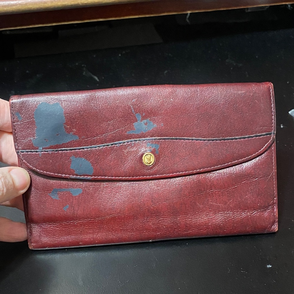 Elegant Sport Gold-Pfeil W. Germany burgundy checkbook Leather Wallet - Picture 4 of 16